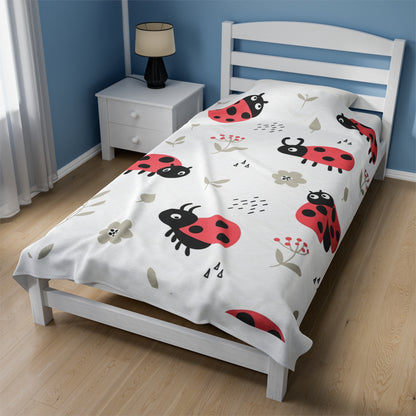 Ladybird Velveteen Plush Blanket