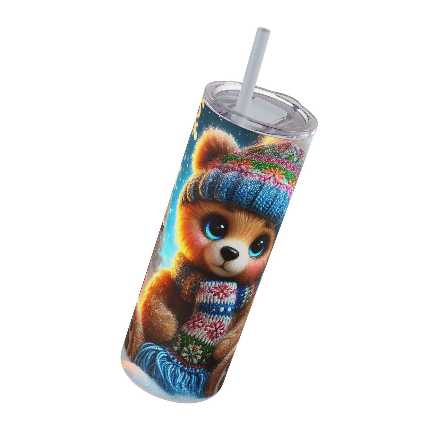 Winter Hug: Adorable Bear Skinny Tumbler 20oz