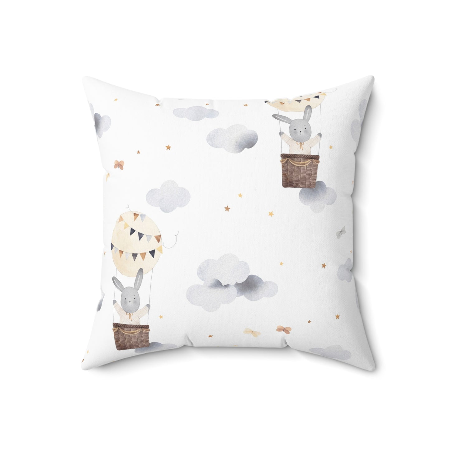 Whimsical Bunny Hot Air Balloon Pillow