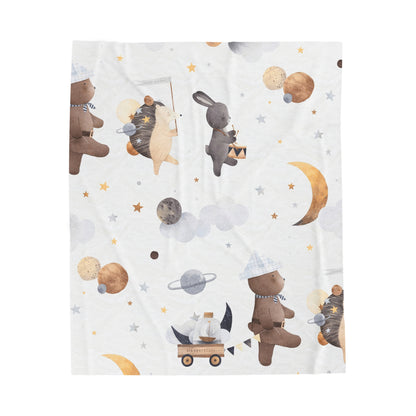 Teddy Bear With Car Velveteen Plush Blanket