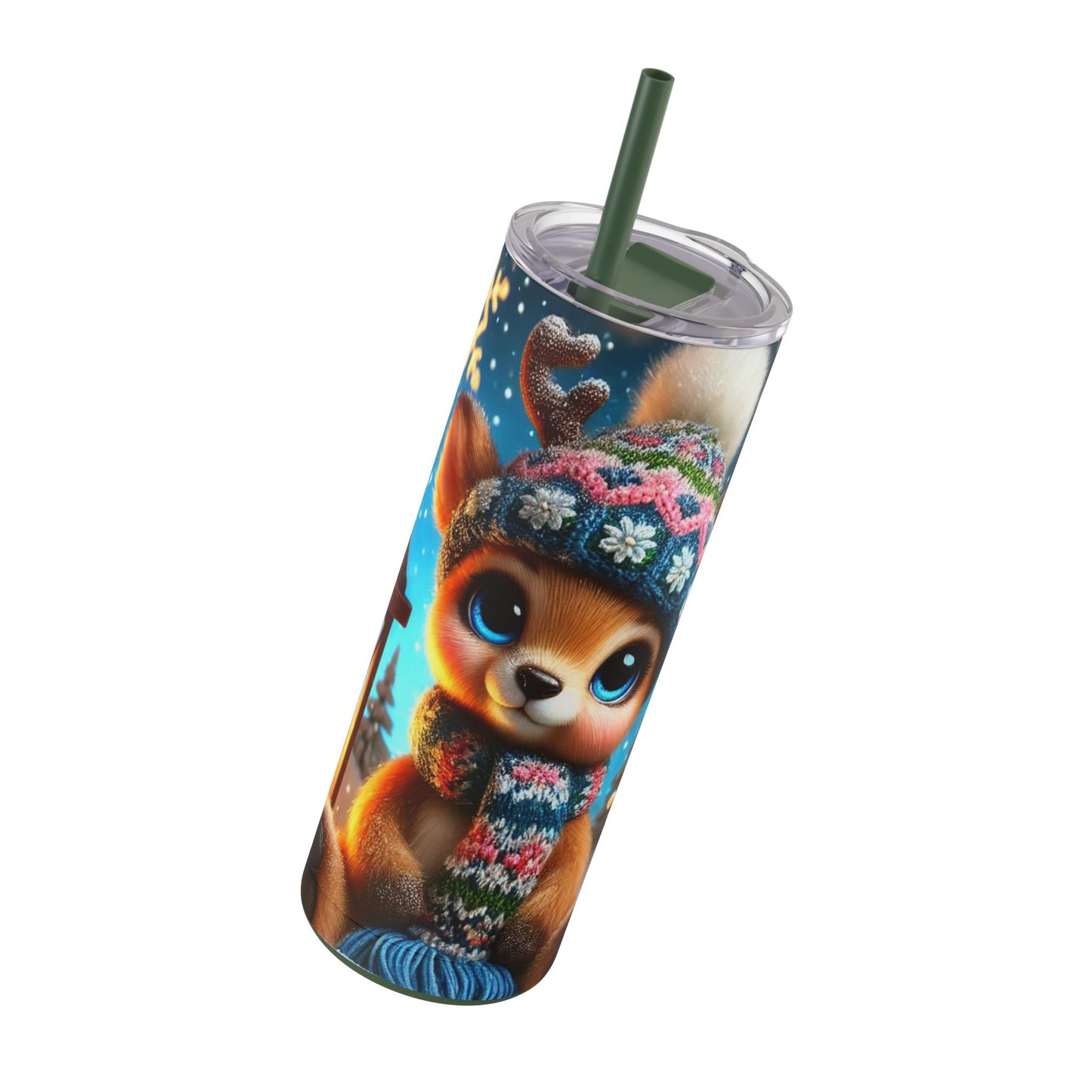 Cozy Glow: Winter Reindeer Skinny Tumbler 20oz