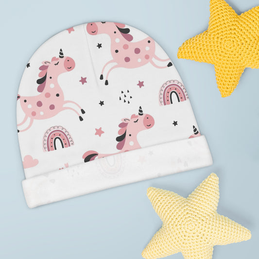 🌟 Magical Pink Unicorn Baby Beanie 🌈