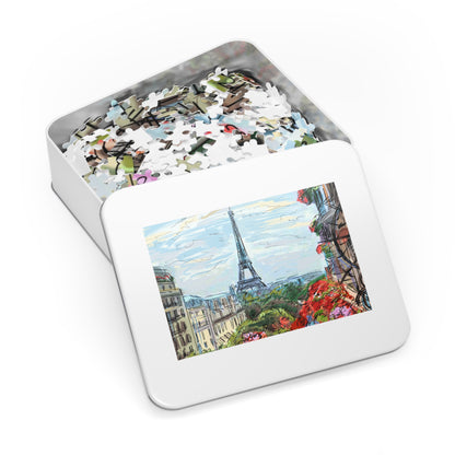 Eiffel Tower Jigsaw Puzzle with Tin