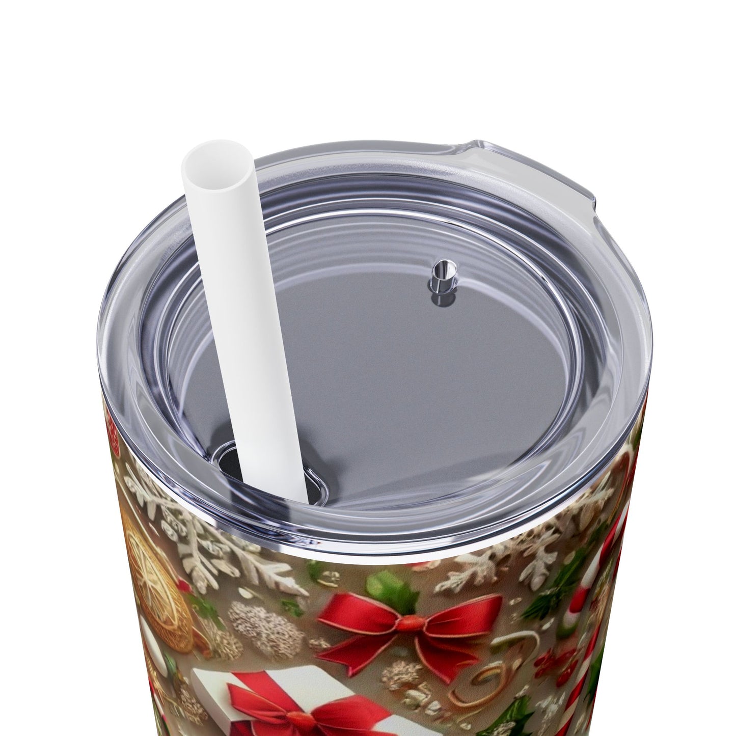 Festive Snowflake Christmas Tumbler - 20oz with Straw