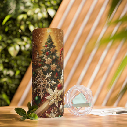 Golden Christmas Elegance Tumbler - 20oz Festive Charm