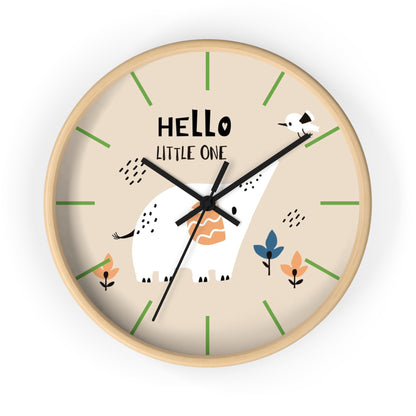 Hello Little One Wall Clock - Adorable Nursery Timepiece ⏰🐘🌿