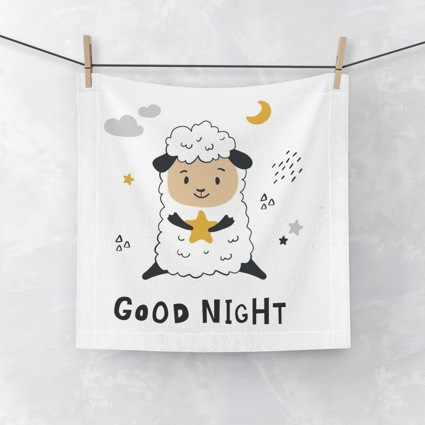 Good Night Face Towel - Adorable Sheep Design for Sweet Dreams