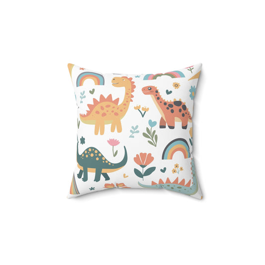 Double Sided Cute Dinosaur Spun Polyester Square Pillow