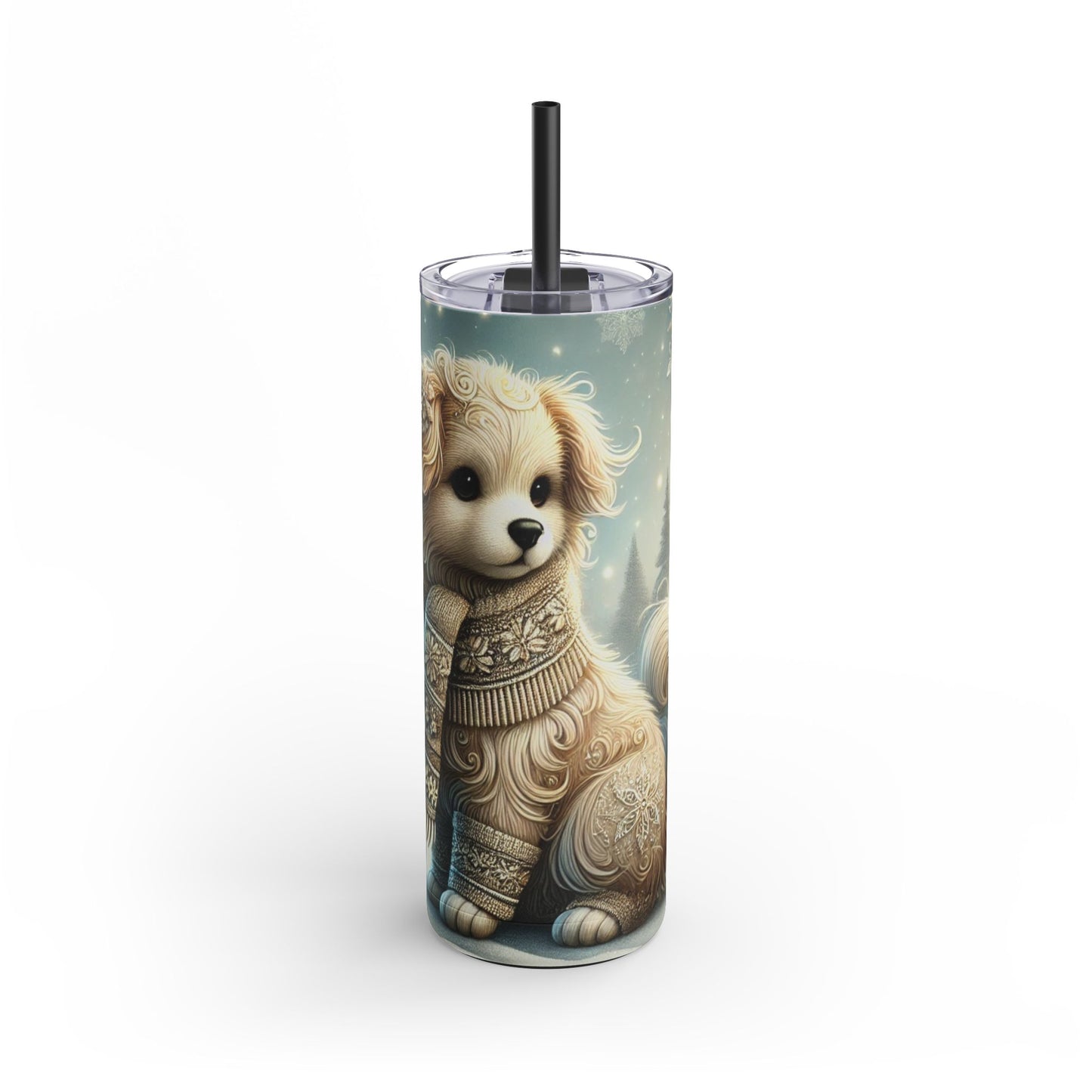 Elegant Winter Puppy Tumbler 20oz – A Touch of Warmth and Style