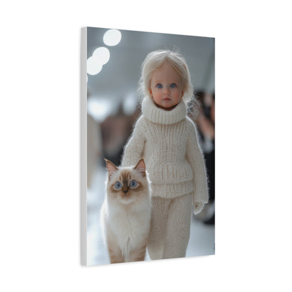 Companions in Harmony - Girl and Cat Canvas Art