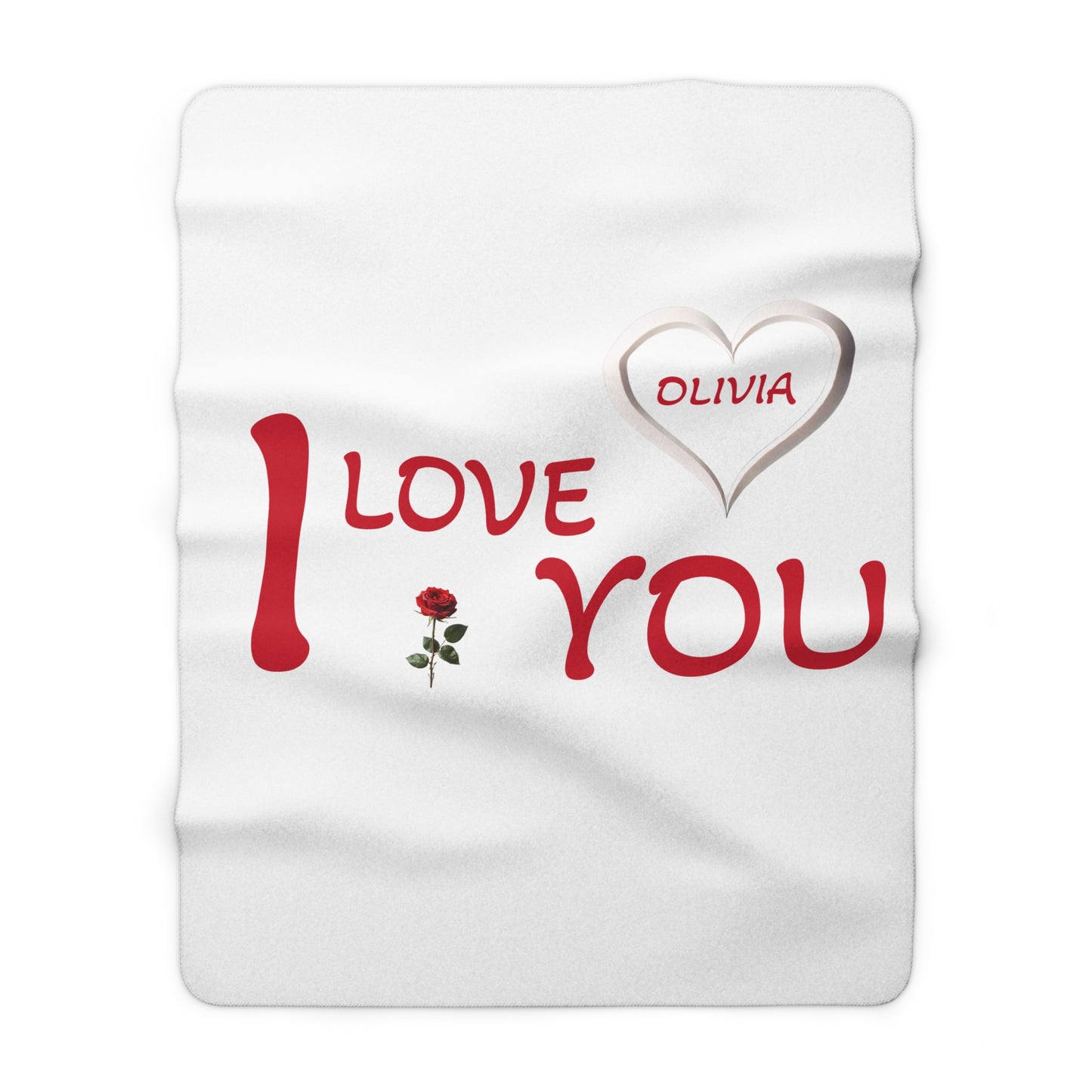 ''I Love You" Personalized Sherpa Fleece Blanket, Personalized Romantic Blanket, Personalized Blanket, Valentine's Day Gift, Custom Blanket