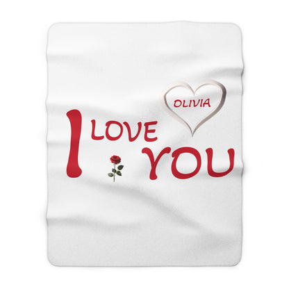 ''I Love You" Personalized Sherpa Fleece Blanket, Personalized Romantic Blanket, Personalized Blanket, Valentine's Day Gift, Custom Blanket