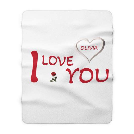 ''I Love You" Personalized Sherpa Fleece Blanket, Personalized Romantic Blanket, Personalized Blanket, Valentine's Day Gift, Custom Blanket