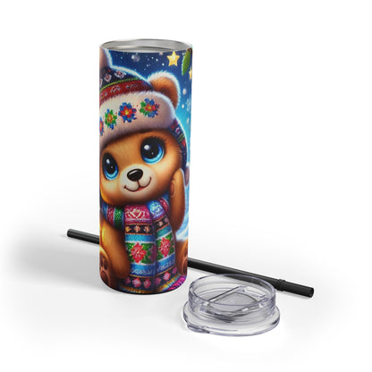 Festive Bear Joy: Holiday Skinny Tumbler  20oz