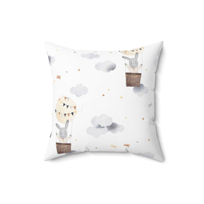 Whimsical Bunny Hot Air Balloon Pillow