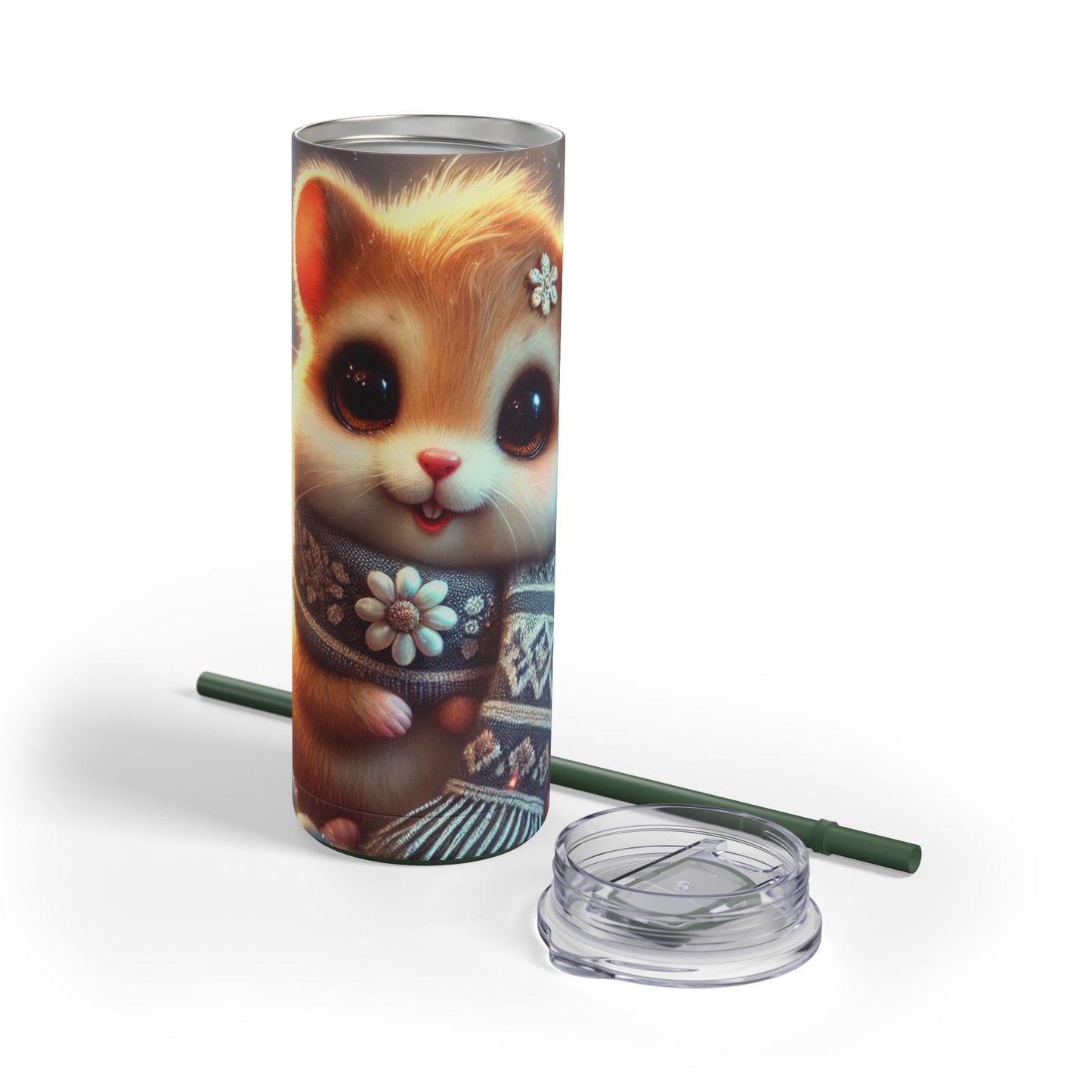 Winter Whimsy: Adorable Squirrel Skinny Tumbler 20oz