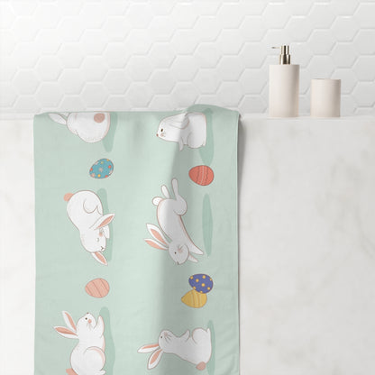 Whimsical Bunny Meadow Tea Towel