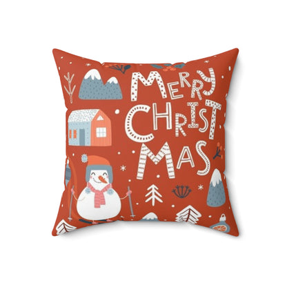 Double Sided Christmas Themed Spun Polyester Square Pillow