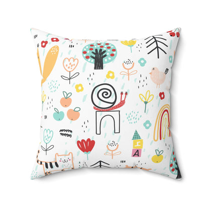 Whimsical Garden Pillow - Colorful Kids Room Decor