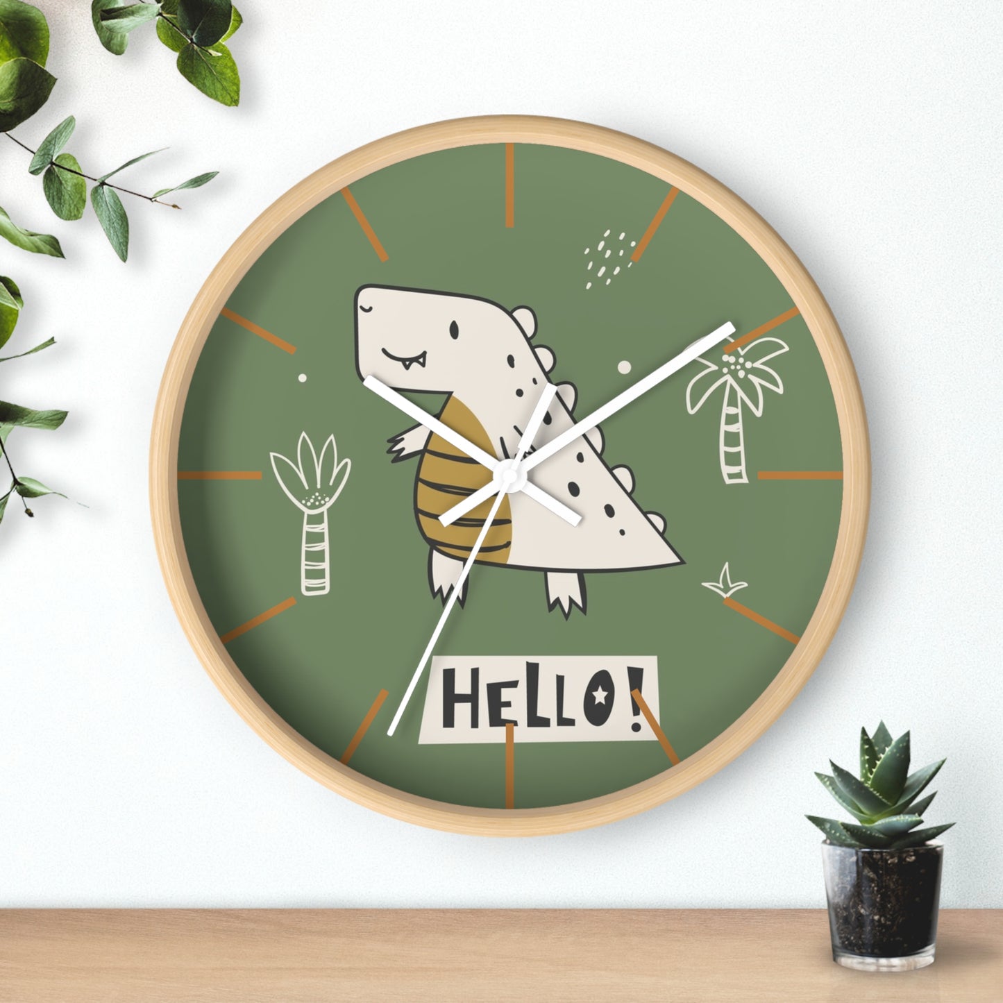 Dino Hello Wall Clock - Roar into Fun Time