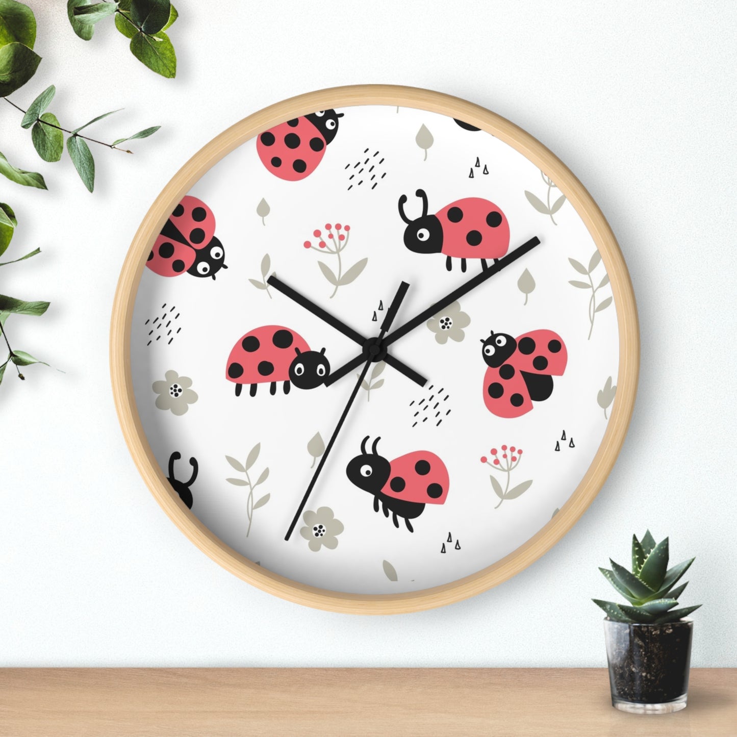 Ladybug Bliss Wall Clock - Nature-Inspired Charm for Your Space