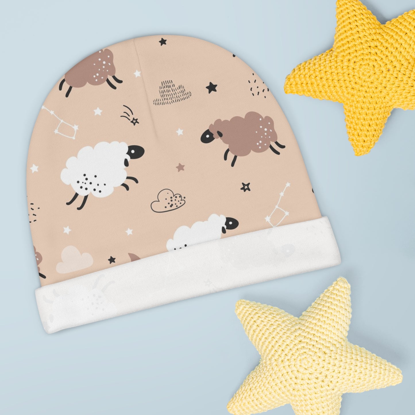 Sleepy Sheep Baby Beanie – Cozy & Adorable Infant Hat 🐑🌙