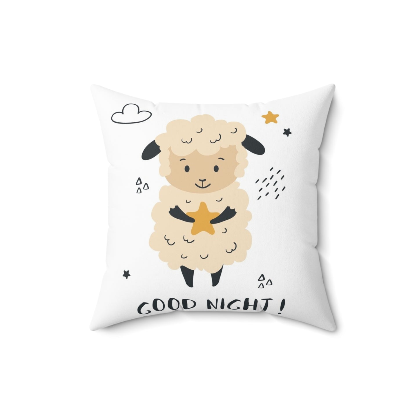 Double Sided Cute Lamb Spun Polyester Square Pillow