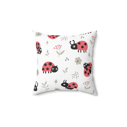 Be Happy Ladybug Pillow - Cheerful Kids Room Decor