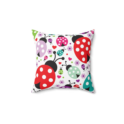 Double Sided Ladybug Spun Polyester Square Pillow