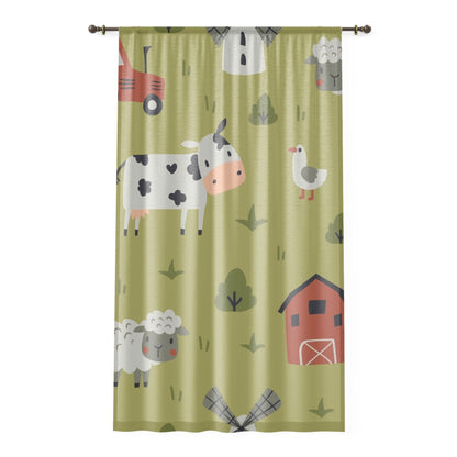 🚜 Countryside Friends Window Curtain 🐑🌾