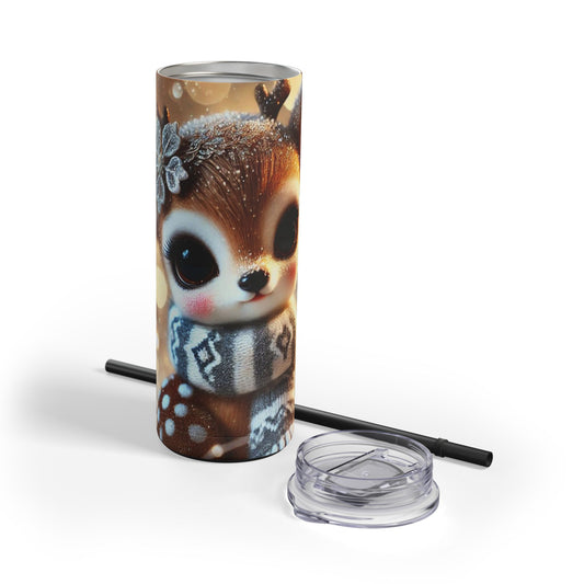 Frosted Elegance: Adorable Fawn Skinny Tumbler 20oz