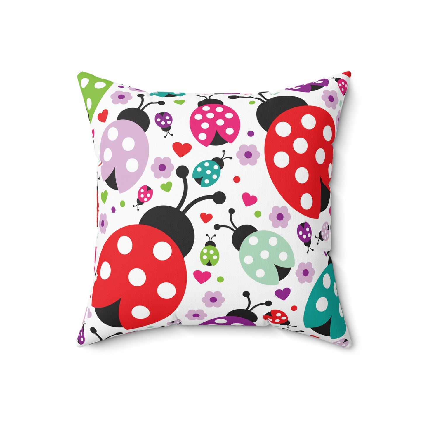 Double Sided Ladybug Spun Polyester Square Pillow