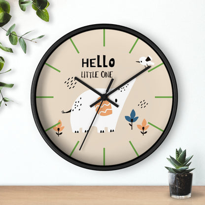 Hello Little One Wall Clock - Adorable Nursery Timepiece ⏰🐘🌿