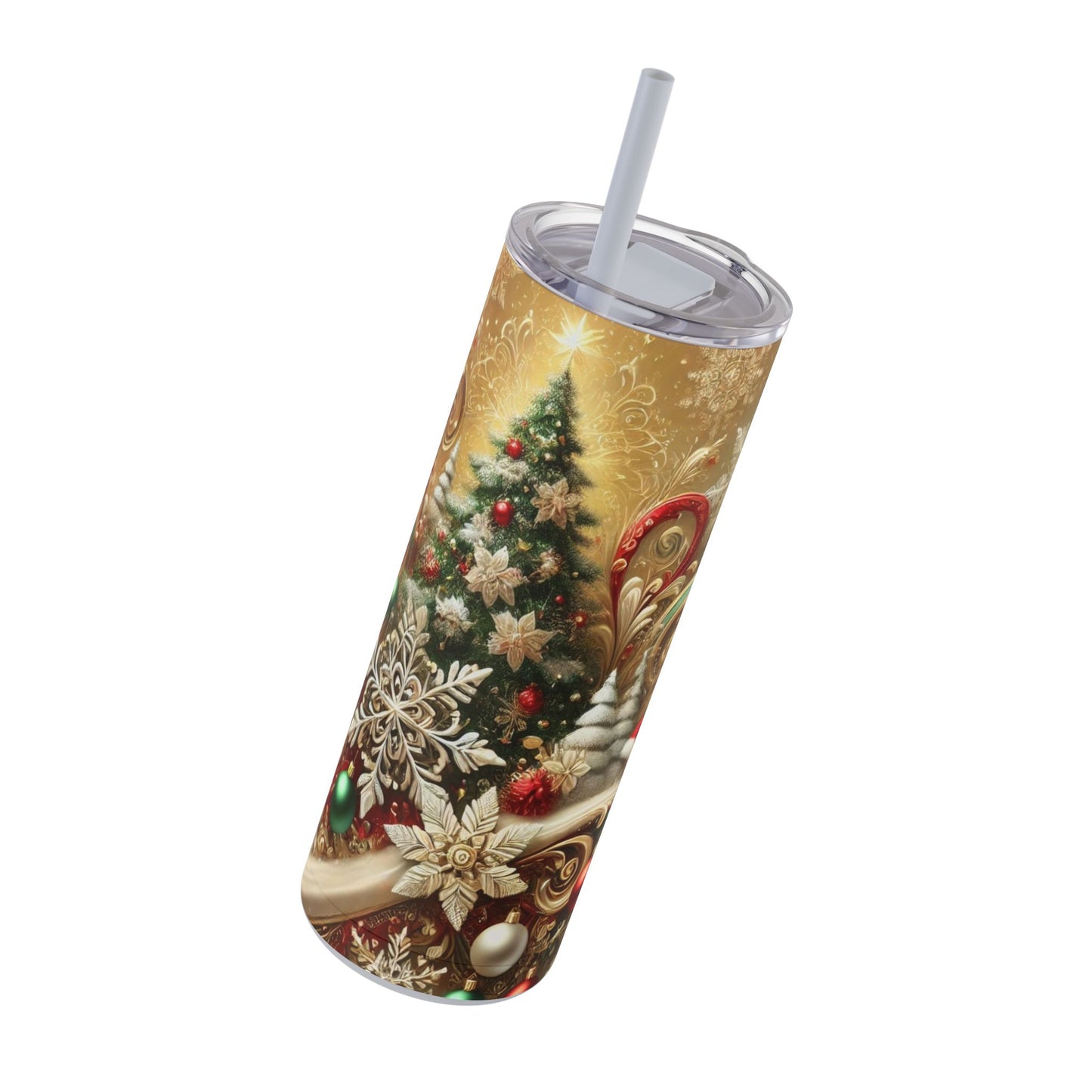 Golden Christmas Elegance Tumbler - 20oz Festive Charm