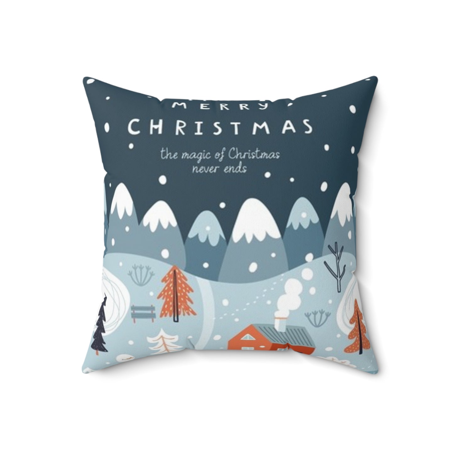 Double Sided Christmas Themed Spun Polyester Square Pillow