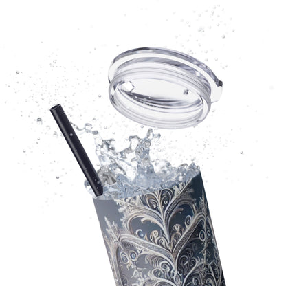 Snowflake Patterned Slim Tumbler - 20oz (With Straw)