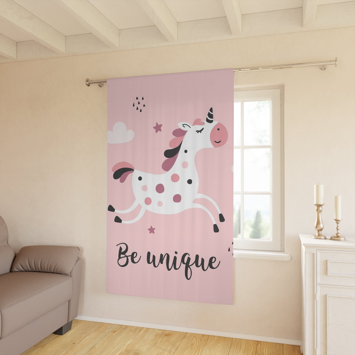 🦄 Be Unique Unicorn Window Curtain 🌸✨