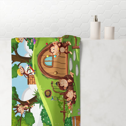 Playful Monkey Tree House Towel