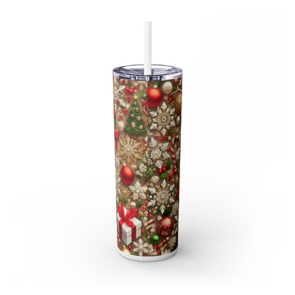 Festive Snowflake Christmas Tumbler - 20oz with Straw