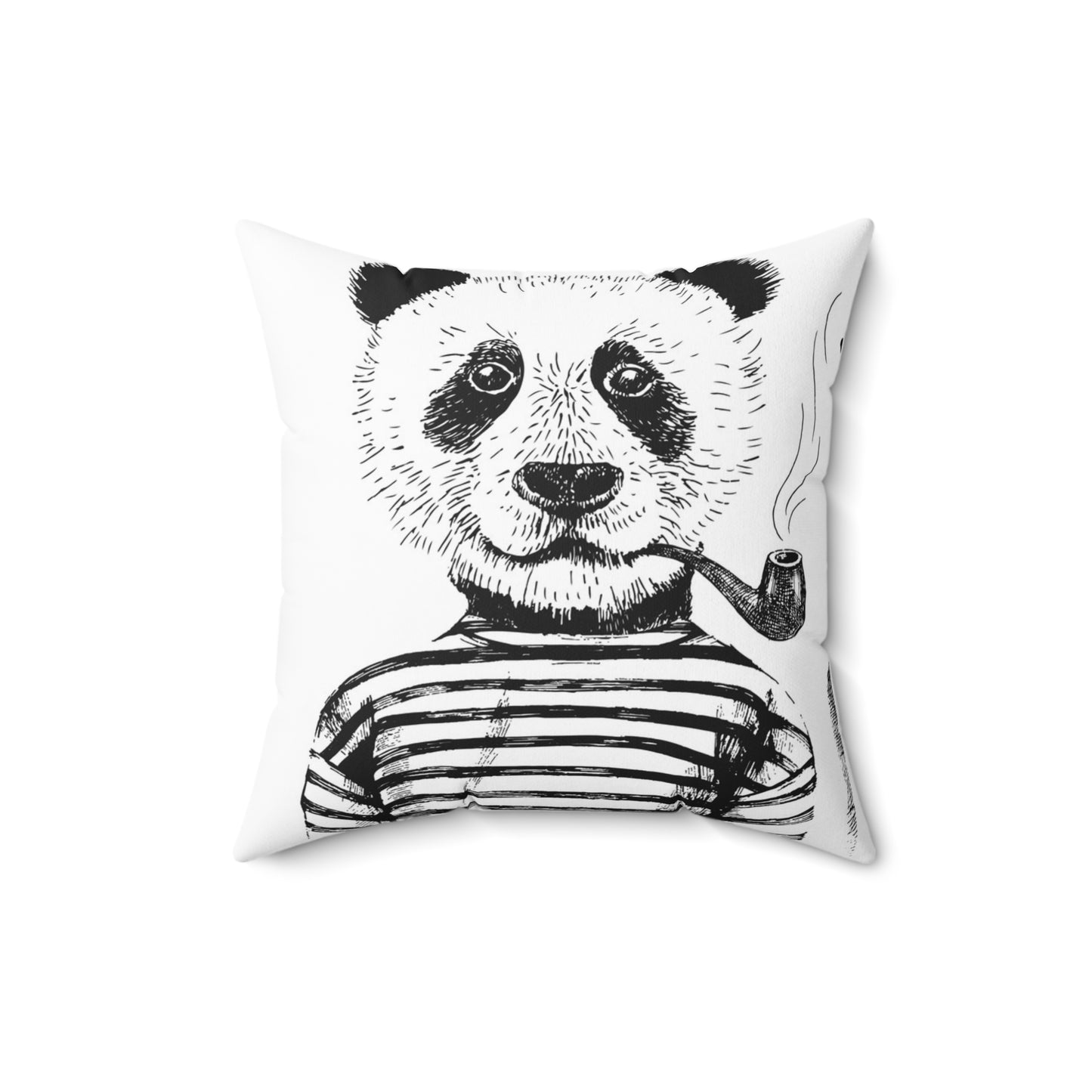 Double Sided Wolf and Panda Spun Polyester Square Pillow