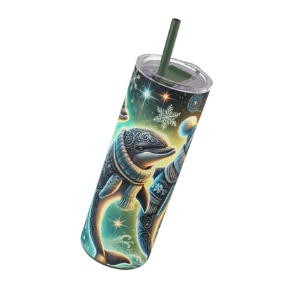 Trio of Winter Dolphins Tumbler 20oz – Festive Marine Magic