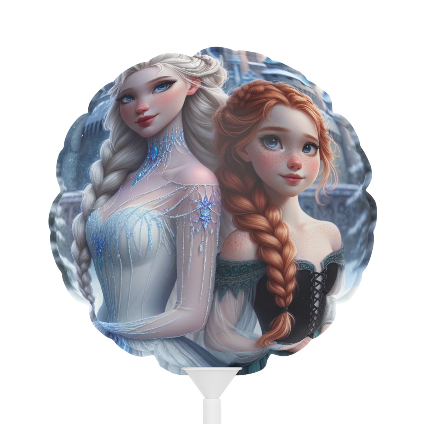 Frozen (Elsa & Anna) Snow Sisters Heart Balloon – Magical Princess Party Decor