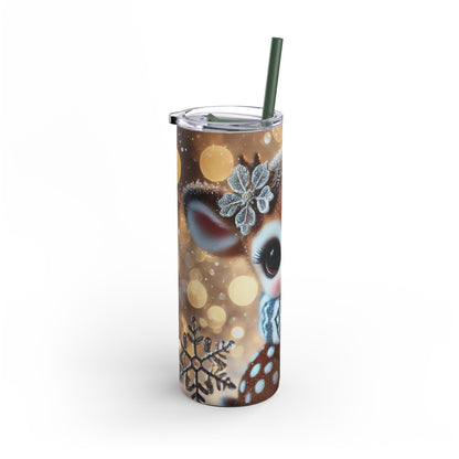 Frosted Elegance: Adorable Fawn Skinny Tumbler 20oz