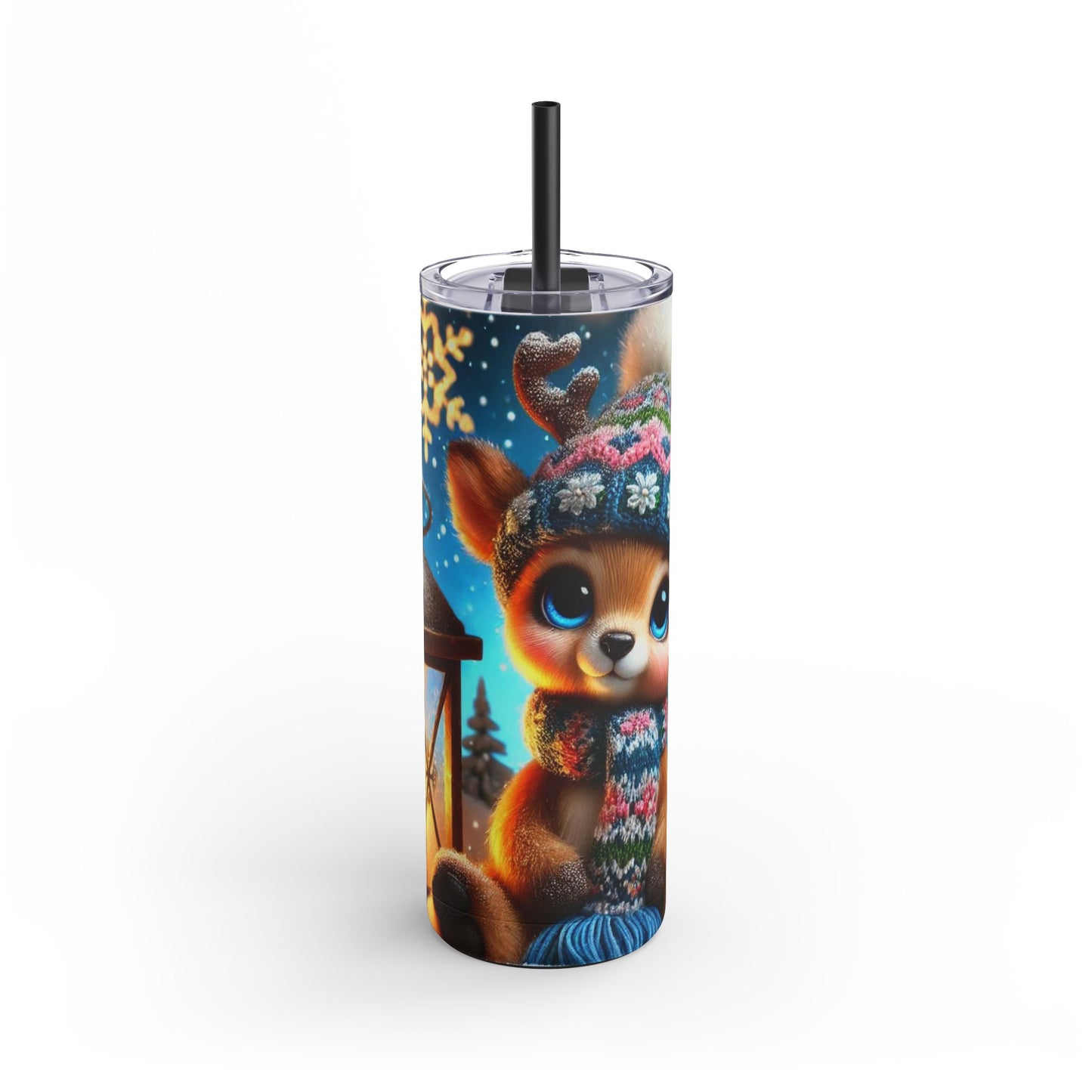 Cozy Glow: Winter Reindeer Skinny Tumbler 20oz