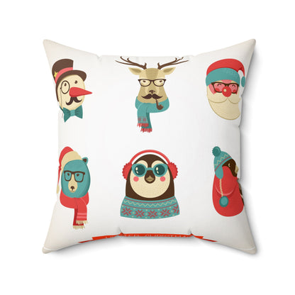 Double Sided Winter Themed Hipster Spun Polyester Square Pillow