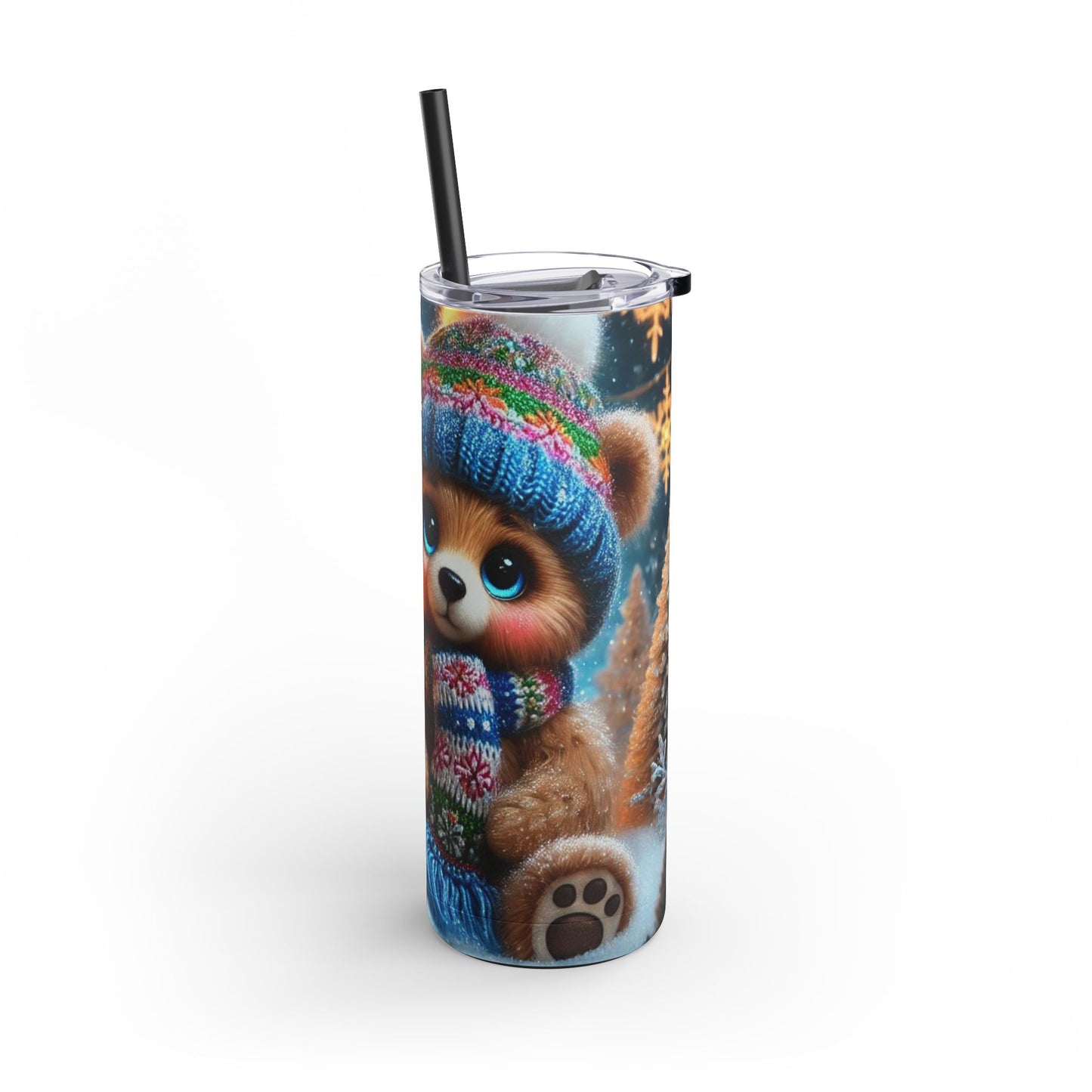 Winter Hug: Adorable Bear Skinny Tumbler 20oz