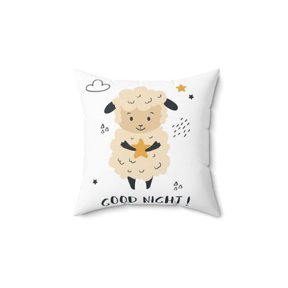 Double Sided Cute Lamb Spun Polyester Square Pillow