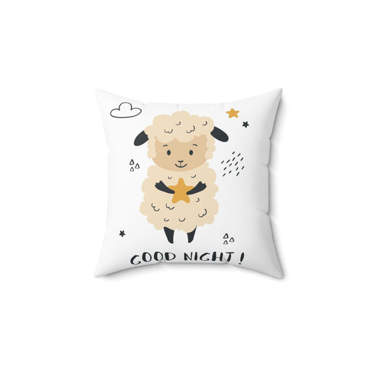 Double Sided Cute Lamb Spun Polyester Square Pillow