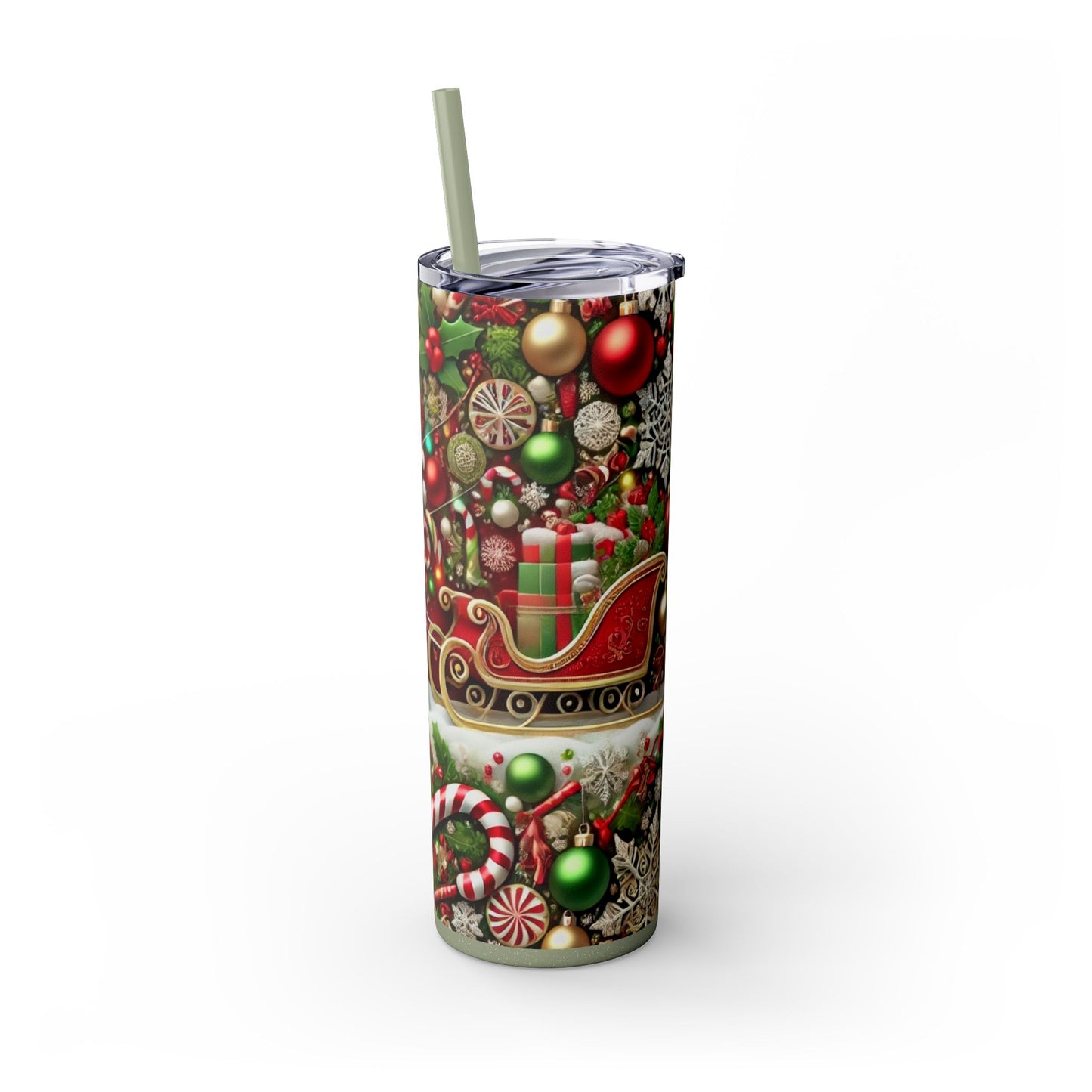 Festive Reindeer Christmas Tumbler - 20oz with Straw