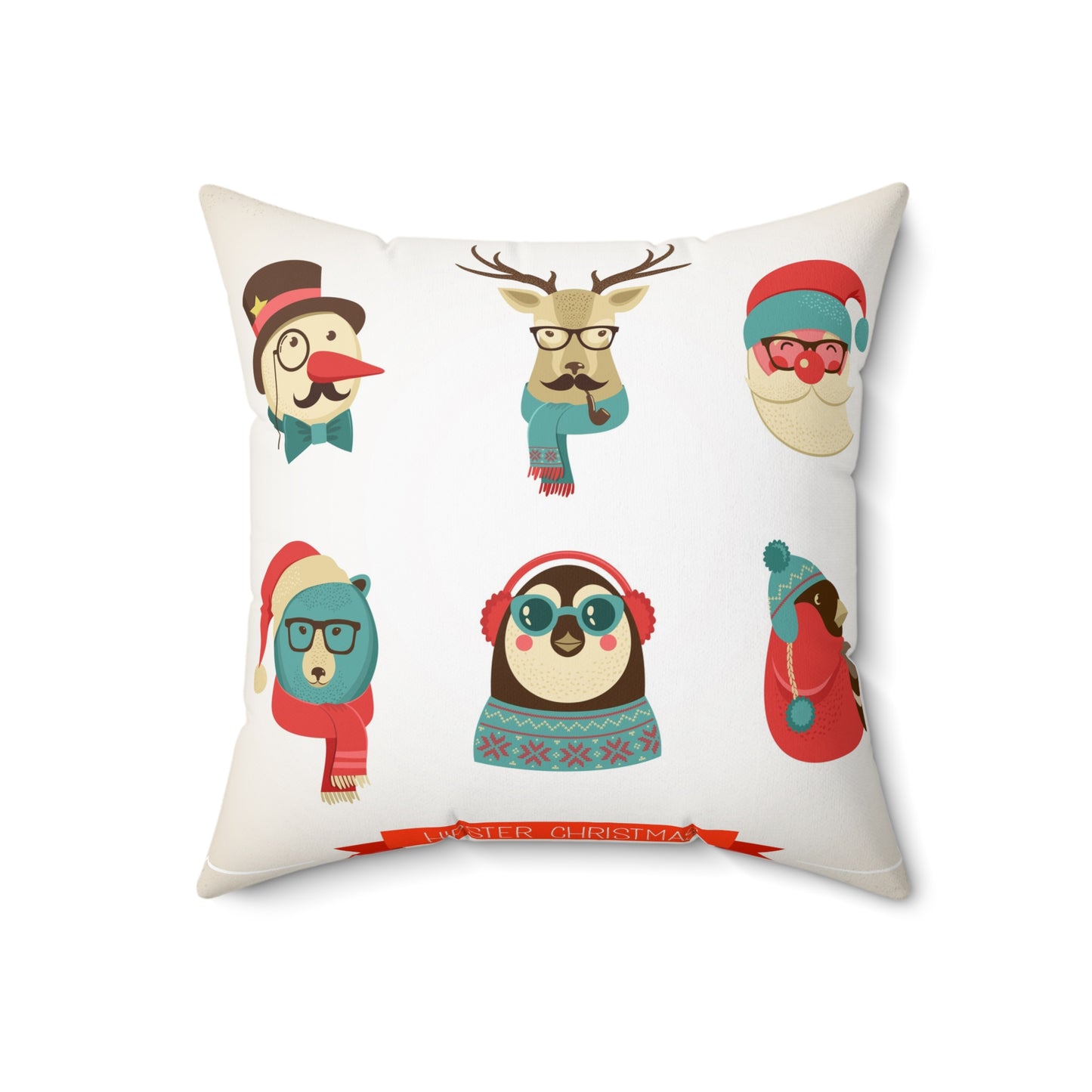 Double Sided Winter Themed Hipster Spun Polyester Square Pillow